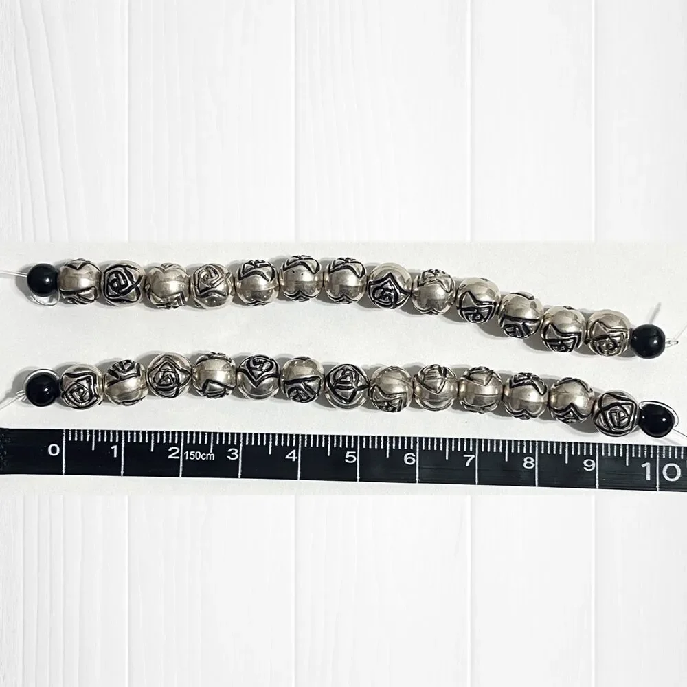 LOT Metallic Beads Jewelry Making Silver Tone Goldtone Mix Hearts Spacers Crafts